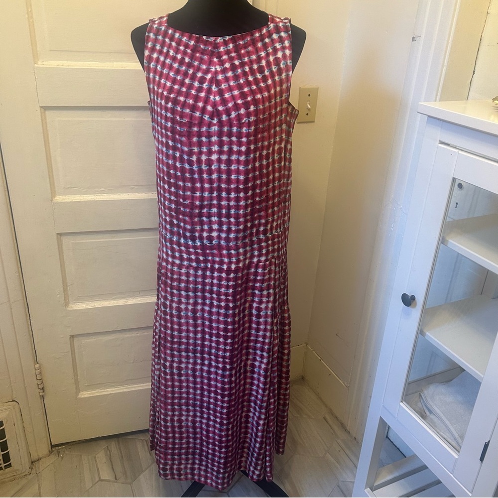 Tory Burch Silk Sonda Sleeveless Drop Waist Shift Red Maxi Dress 6 Coquette